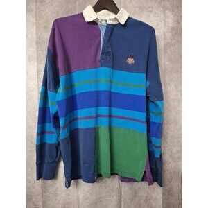 Vtg‎ Chaps Ralph Lauren Rugby Shirt Mens M Crest Thrashed Grunge Distressed 90s